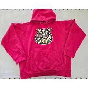 Luxury Fashion Bear Hoodie- Men's Large Hoodie - Pink-Blank Knights